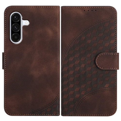 Samsung Galaxy A36 5G Elephant Head Embossed Phone Leather Case with Lanyard - Coffee