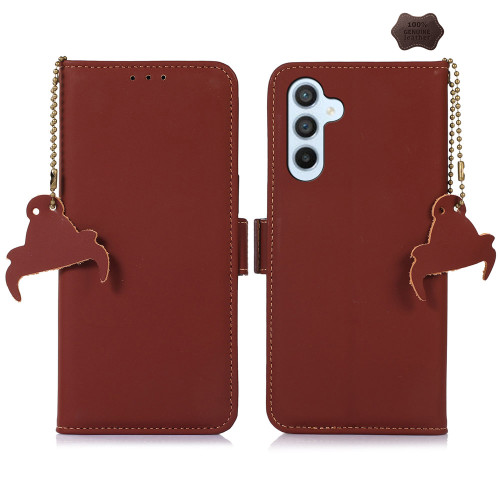 Samsung Galaxy A36 5G Genuine Leather Magnetic RFID Leather Phone Case - Coffee