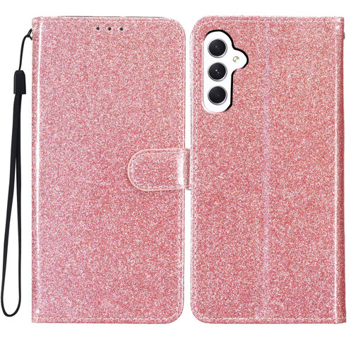 Samsung Galaxy A36 5G Glitter Powder Flip Leather Phone Case - Rose Gold