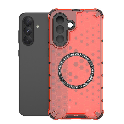 Samsung Galaxy A36 5G Honeycomb Magnetic Ring Shockproof Phone Case - Red