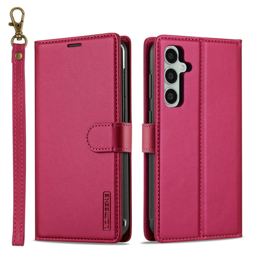 Samsung Galaxy A36 5G LC.IMEEKE L2 Series Detachable Magsafe PU Phone Case with Lanyard - Red
