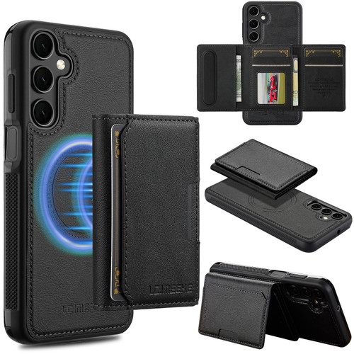 Samsung Galaxy A36 5G LC.IMEEKE L5 Series Detachable RFID Card Bag Magsafe Phone Case - Black