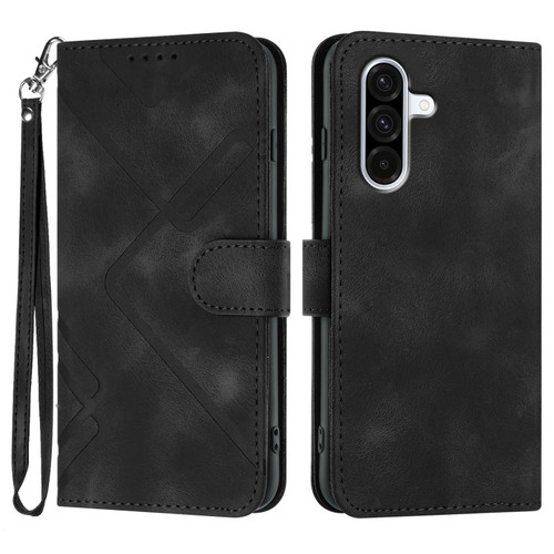 Samsung Galaxy A36 5G Line Pattern Skin Feel Leather Phone Case - Black