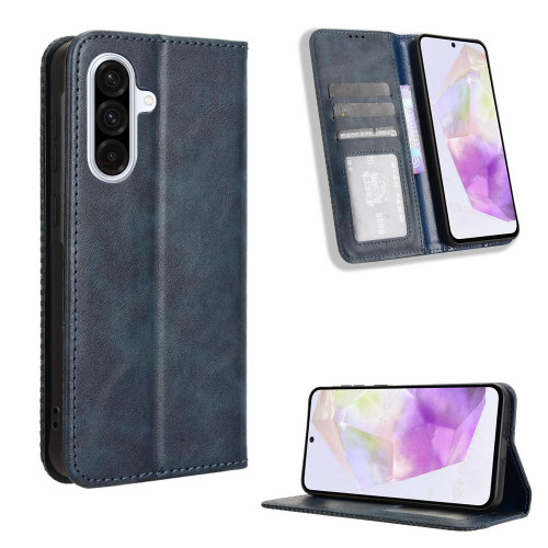Samsung Galaxy A36 5G Magnetic Buckle Retro Texture Leather Phone Case - Blue