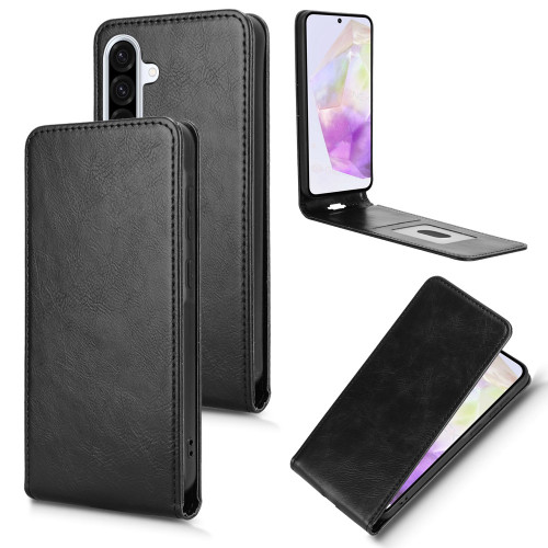 Samsung Galaxy A36 5G Magnetic Vertical Flip Leather Phone Case - Black