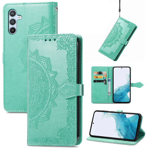 Samsung Galaxy A36 5G Mandala Flower Embossed Leather Phone Case - Green