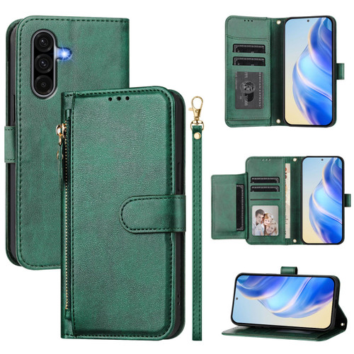 Samsung Galaxy A36 5G Multi-Card Slots Zipper Wallet Leather Phone Case - Green