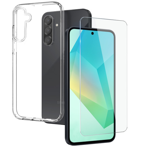 Samsung Galaxy A36 5G NORTHJO Transparent TPU Phone Case with Tempered Glass Film - Transparent