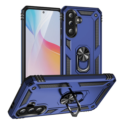 Samsung Galaxy A36 5G Shockproof TPU + PC Phone Case with Holder - Blue