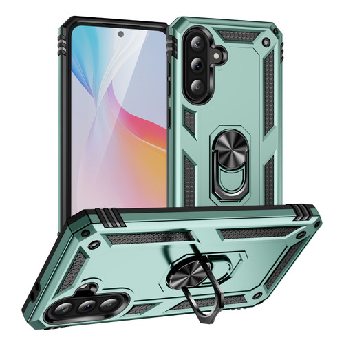 Samsung Galaxy A36 5G Shockproof TPU + PC Phone Case with Holder - Dark Green Samsung Galaxy A36 5G Shockproof TPU + PC Phone Case with Holder - Dark Green