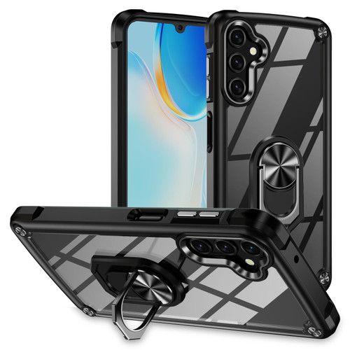 Samsung Galaxy A36 5G TPU + PC Lens Protection Phone Case with Ring Holder - Black