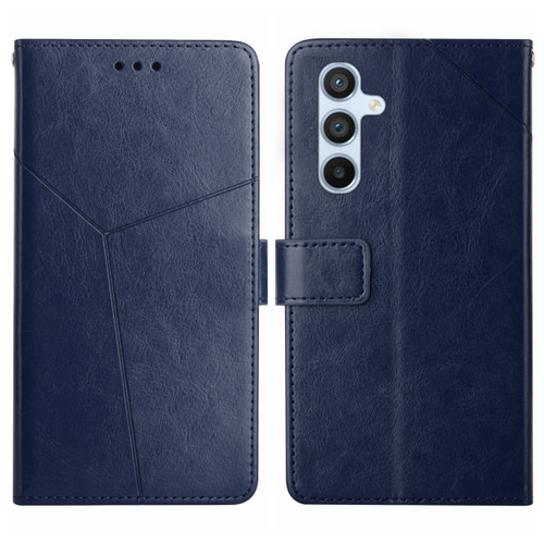 Samsung Galaxy A36 5G Y-shaped Pattern Flip Leather Phone Case - Blue Samsung Galaxy A36 5G Y-shaped Pattern Flip Leather Phone Case - Blue