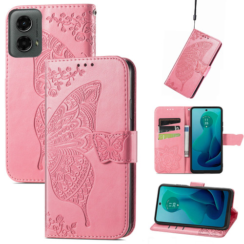Moto G Power 5G 2024 Butterfly Love Flower Embossed Leather Phone