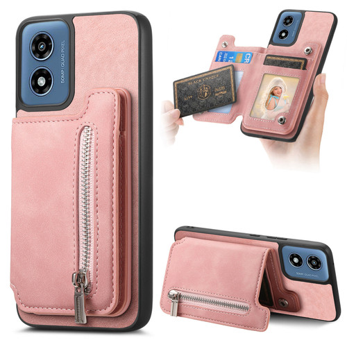 Moto G 5G 2024 Retro MagSafe Zipper Wallet Card Bag Back Phone