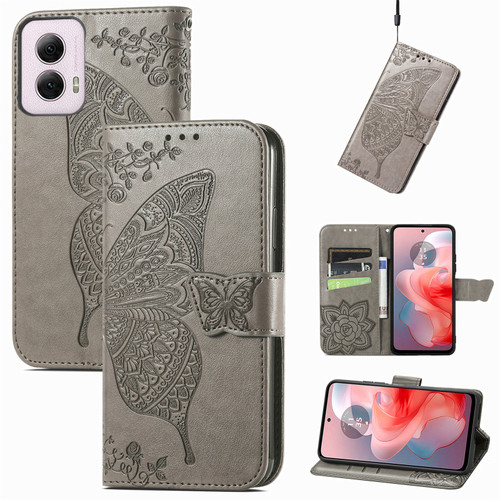Moto G 5G 2024 Butterfly Love Flower Embossed Leather Phone