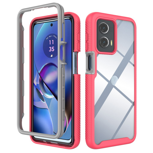Moto G Stylus 5G 2024 Starry Sky Solid Color Shockproof TPU Clear PC Phone Case - Pink