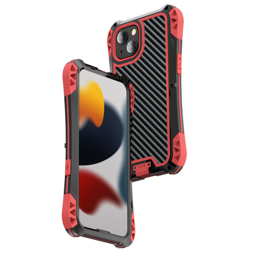 iPhone 13 Pro R-JUST AMIRA Shockproof Dustproof Water Resistant Metal Protective Case - Red
