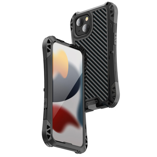 iPhone 13 R-JUST AMIRA Shockproof Dustproof Water Resistant Metal Protective Case - Black