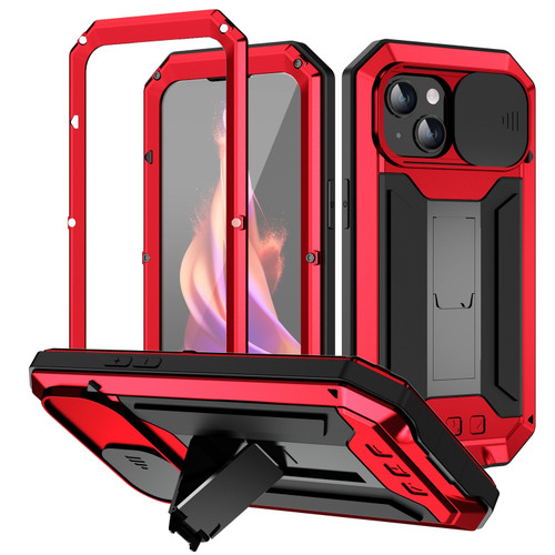 iPhone 15 R-JUST Sliding Camera IP54 Life Water Resistant Holder Phone Case - Red