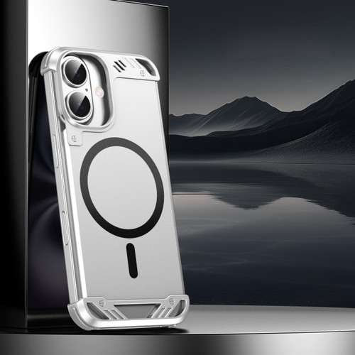iPhone 16 Plus R-JUST RJ63 Frameless Aroma Mecha MagSafe Phone Case - Silver iPhone 16 Plus R-JUST RJ63 Frameless Aroma Mecha MagSafe Phone Case - Silver