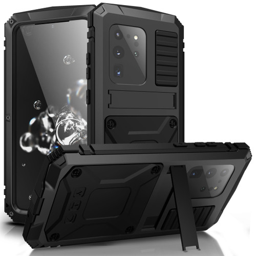 Samsung Galaxy S20 Ultra R-JUST Water Resistant Shockproof Dustproof Metal + Silicone Protective Case - Black