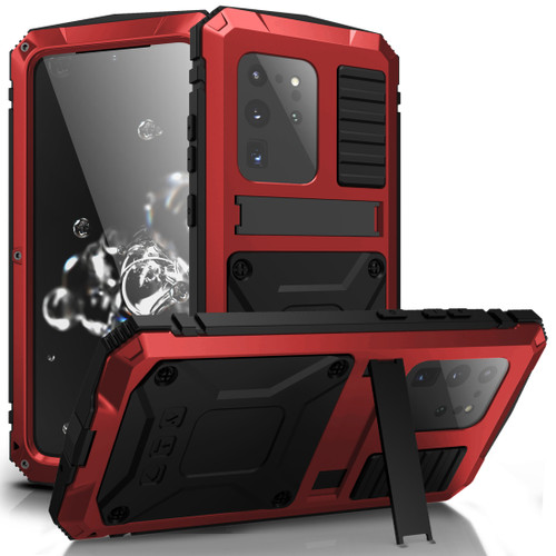 Samsung Galaxy S20 Ultra R-JUST Water Resistant Shockproof Dustproof Metal + Silicone Protective Case - Red