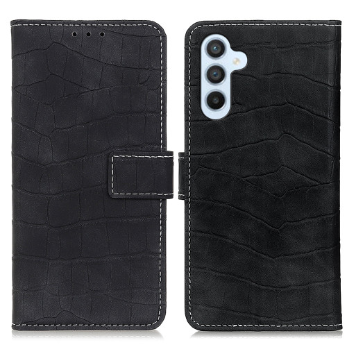 Samsung Galaxy S24 FE Magnetic Crocodile Texture Leather Phone Case - Black Samsung Galaxy S24 FE Magnetic Crocodile Texture Leather Phone Case - Black