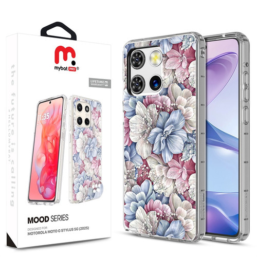 MyBat Pro Mood Series Case (with Diamonds) for Motorola Moto G Stylus 5G (2025) - Floral Gems