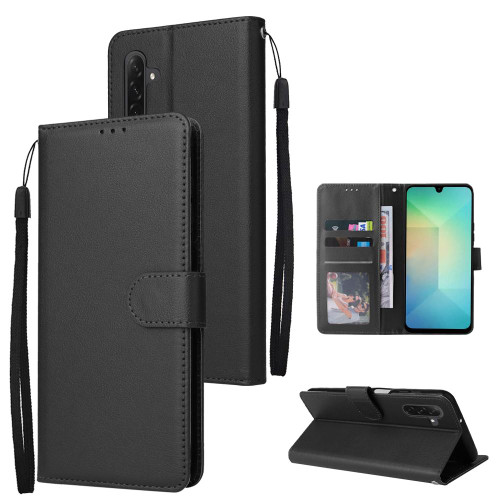 Samsung Galaxy A16 5G / A26 5G 3-Card Slots Multifunctional Leather Phone Case - Black