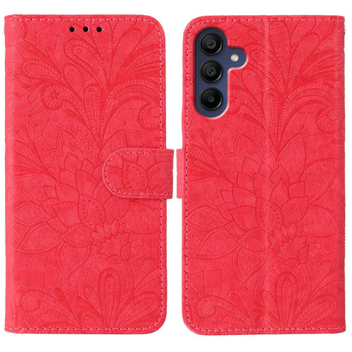 Samsung Galaxy A16 5G / A26 5G Lace Flower Embossing Flip Leather Phone Case - Red