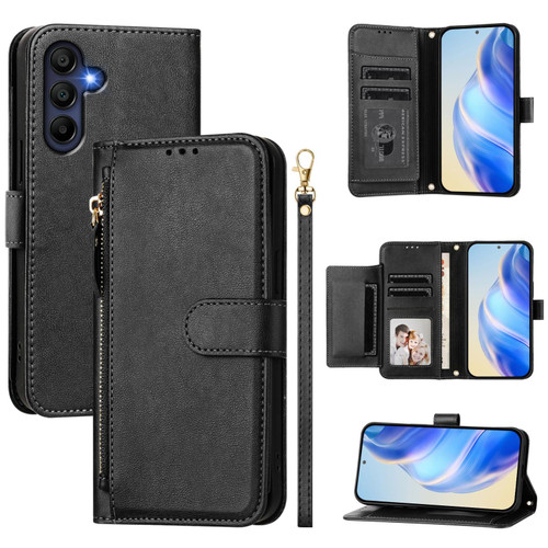 Samsung Galaxy A16 5G / A26 5G Multi-Card Slots Zipper Wallet Leather Phone Case - Black