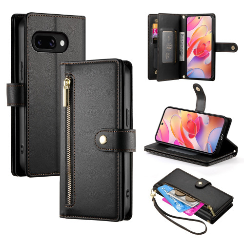 Samsung Galaxy A16 5G / A26 5G Nine Card-slot Zipper Wallet Bag Leather Phone Case - Black