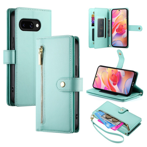 Samsung Galaxy A16 5G / A26 5G Nine Card-slot Zipper Wallet Bag Leather Phone Case - Mint Green