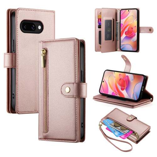 Samsung Galaxy A16 5G / A26 5G Nine Card-slot Zipper Wallet Bag Leather Phone Case - Pink
