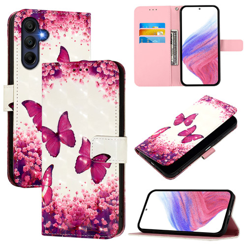 Samsung Galaxy A26 5G 3D Painting Horizontal Flip Leather Phone Case - Rose Butterfly