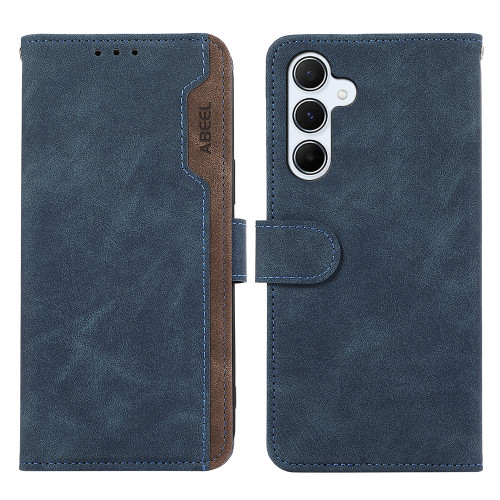 Samsung Galaxy A26 5G ABEEL Color Block Magnetic RFID Leather Phone Case - Blue-Brown