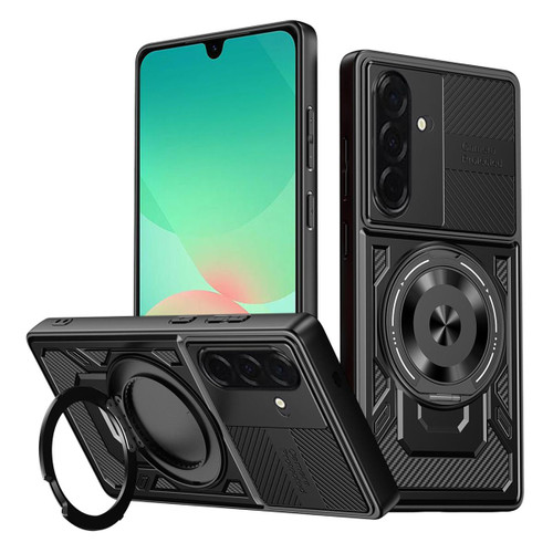 Samsung Galaxy A26 5G Armor Rotating Holder MagSafe Phone Case - Black Samsung Galaxy A26 5G Armor Rotating Holder MagSafe Phone Case - Black