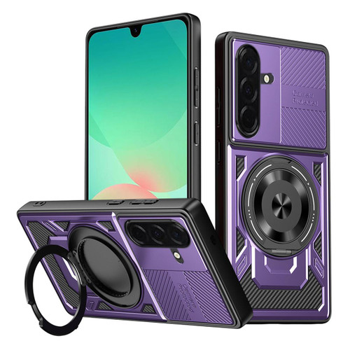 Samsung Galaxy A26 5G Armor Rotating Holder MagSafe Phone Case - Purple