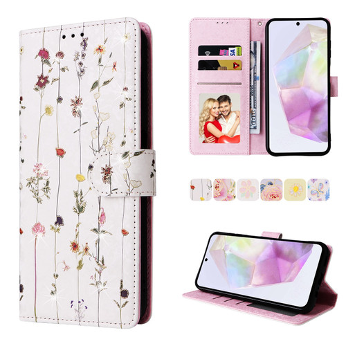 Samsung Galaxy A26 5G Bronzing Painting RFID Leather Phone Case - Flowers World