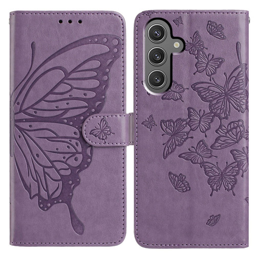 Samsung Galaxy A26 5G Butterfly Flutter Pattern Embossed Leather Phone Case - Purple