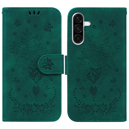 Samsung Galaxy A26 5G Butterfly Rose Embossed Leather Phone Case - Green