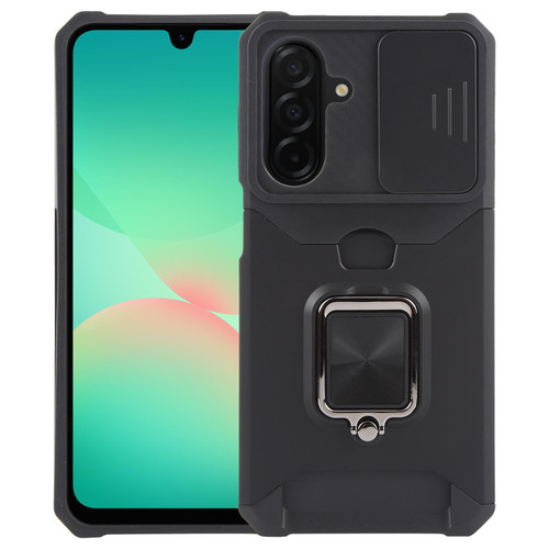 Samsung Galaxy A26 5G Camera Shield Card Slot PC Hybrid TPU Phone Case - Black