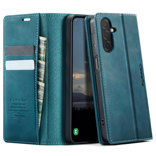 Samsung Galaxy A26 5G CaseMe 033 Calf Leather Lining Microfibre RFID Blocking Phone Case - Green