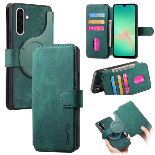 Samsung Galaxy A26 5G CaseNeo MagSafe RFID Anti-theft Retro Leather Phone Case - Green
