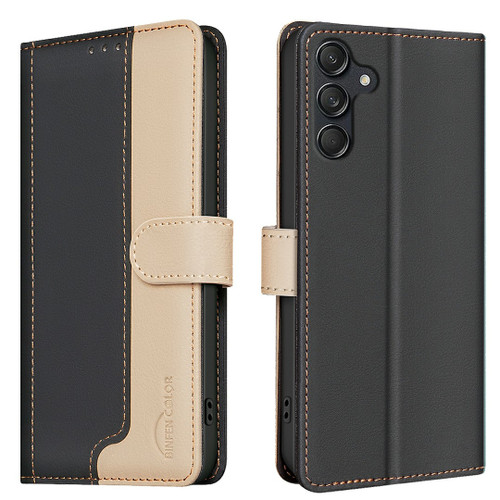 Samsung Galaxy A26 5G Color Matching RFID Anti-theft Leather Phone Case - Black