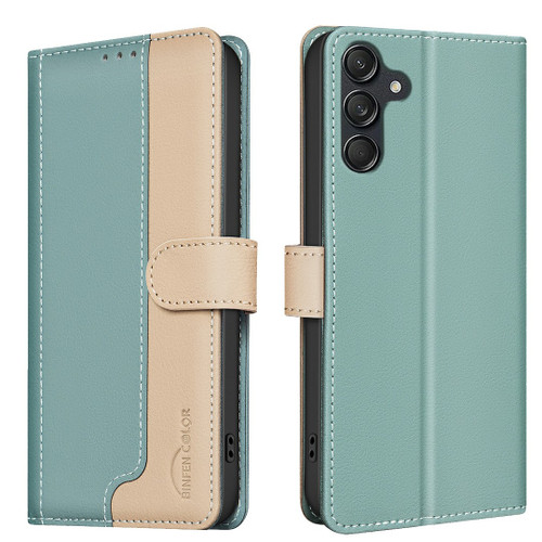 Samsung Galaxy A26 5G Color Matching RFID Anti-theft Leather Phone Case - Green