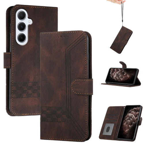 Samsung Galaxy A26 5G Cubic Skin Feel Flip Leather Phone Case - Brown