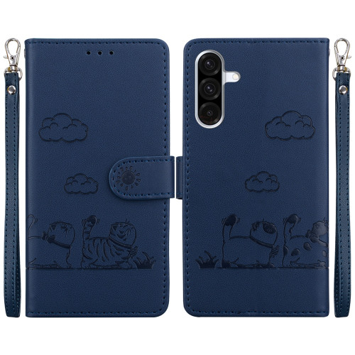 Samsung Galaxy A26 5G Cute Cats RFID Leather Phone Case - Blue