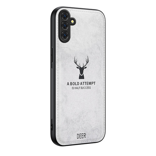 Samsung Galaxy A26 5G Deer Head Cloth Skin All-inclusive Phone Case - White
