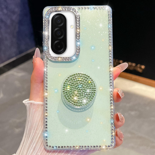 Samsung Galaxy A26 5G Diamond Glitter Diamond Round Holder Phone Case - Light Green